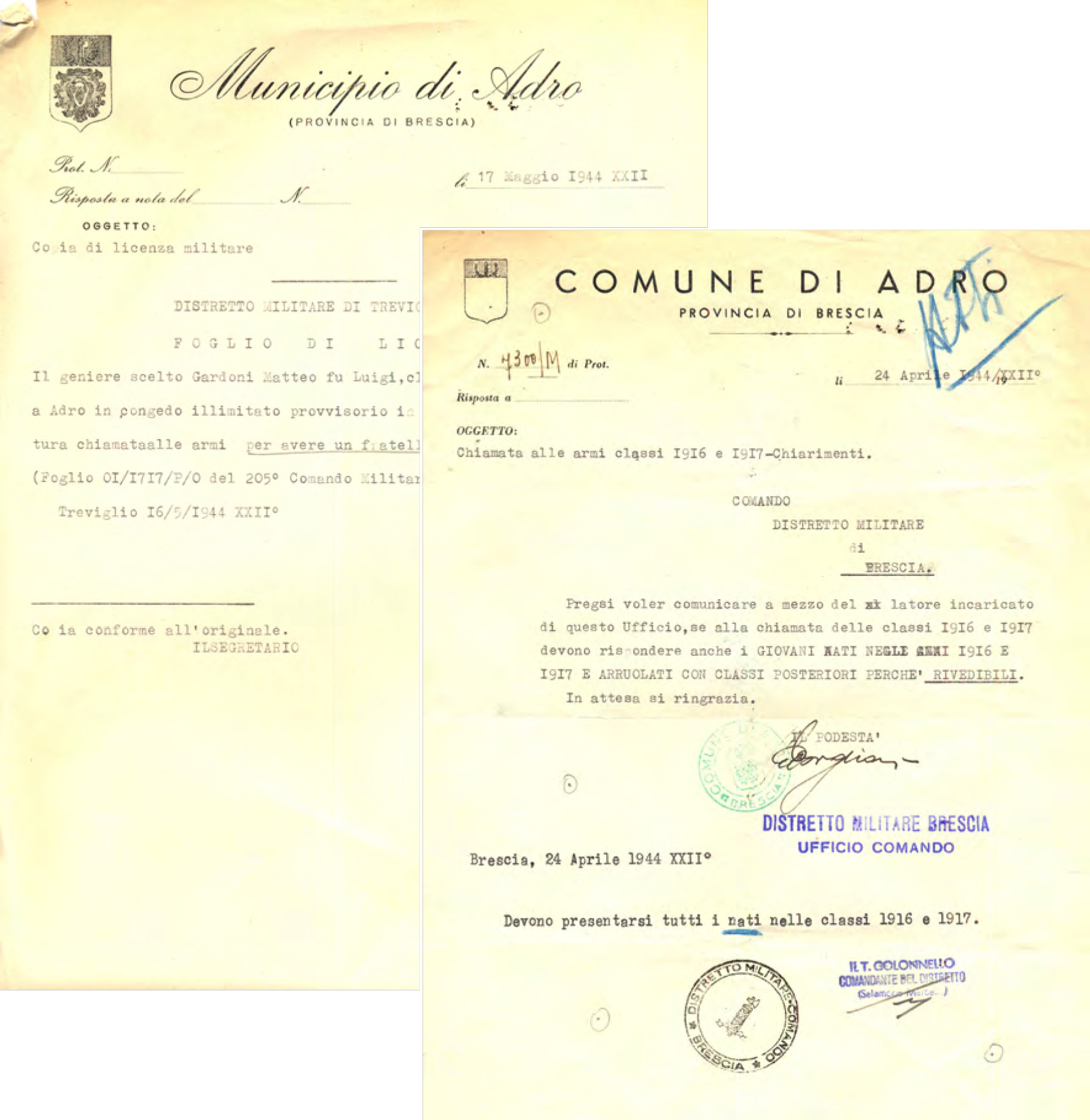 Licenza militare 1944